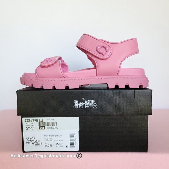 COACH Brynn Double Strap Smooth Leather Sandal- Vivid Pink Color. Women’s 6.5B⭐ - Picture 16 of 16